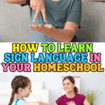Boy and mom using American Sign Language at home while smiling and practicing together — homeschool ASL learning activity.