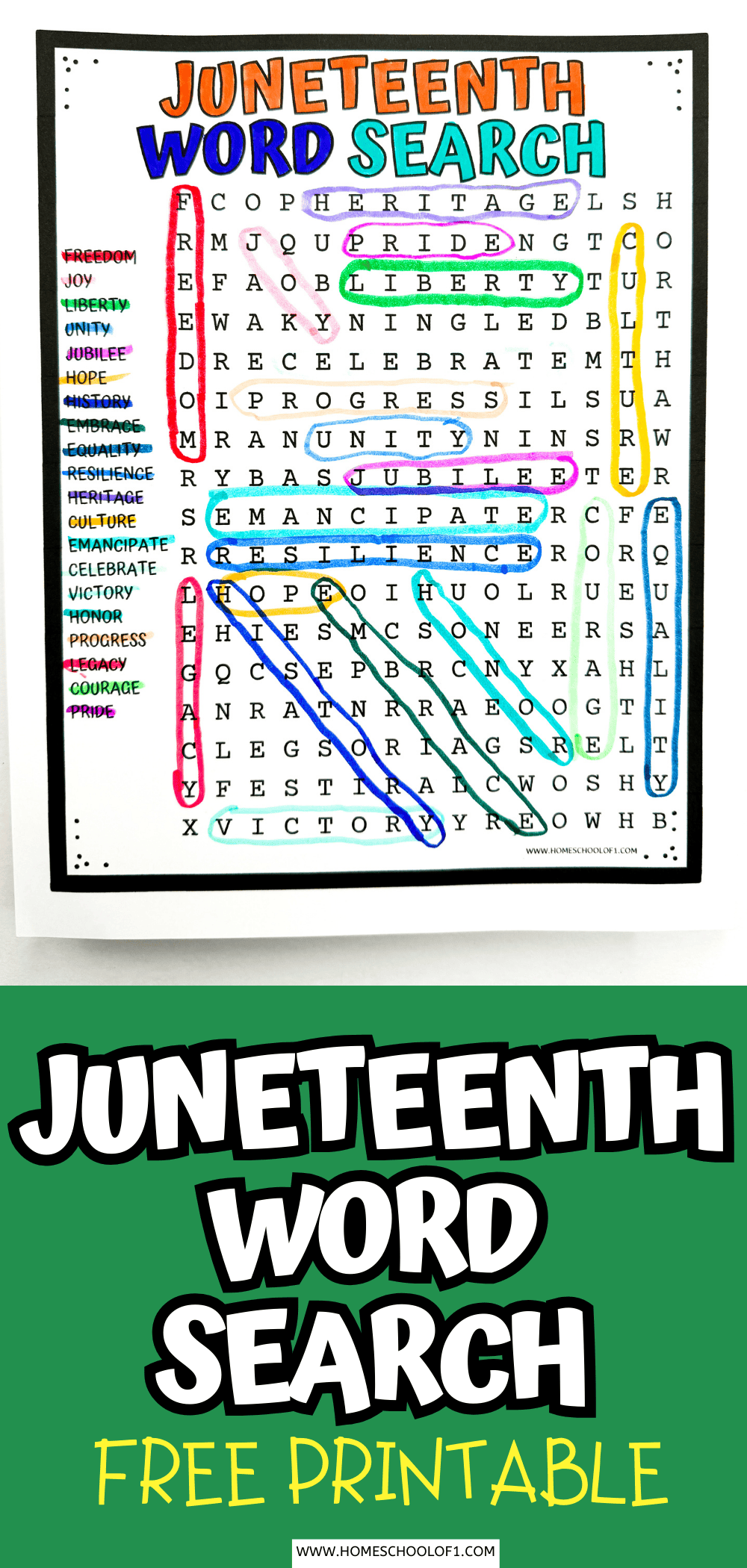 Free Juneteenth Word Search Printable
