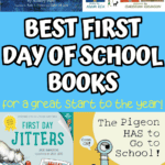 Best first day of school books for kids featuring popular titles like The Pigeon Has to Go to School and School’s First Day.