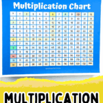 Blue printable multiplication chart from 1 to 12 with bold color-coded rows and columns.