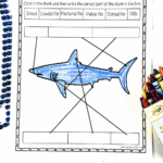 Worksheet page from a free printable set focused on learning shark anatomy by labeling key body parts.