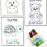 Free printable hamster, panda, and turtle connect the dots worksheets with handwriting practice and coloring.