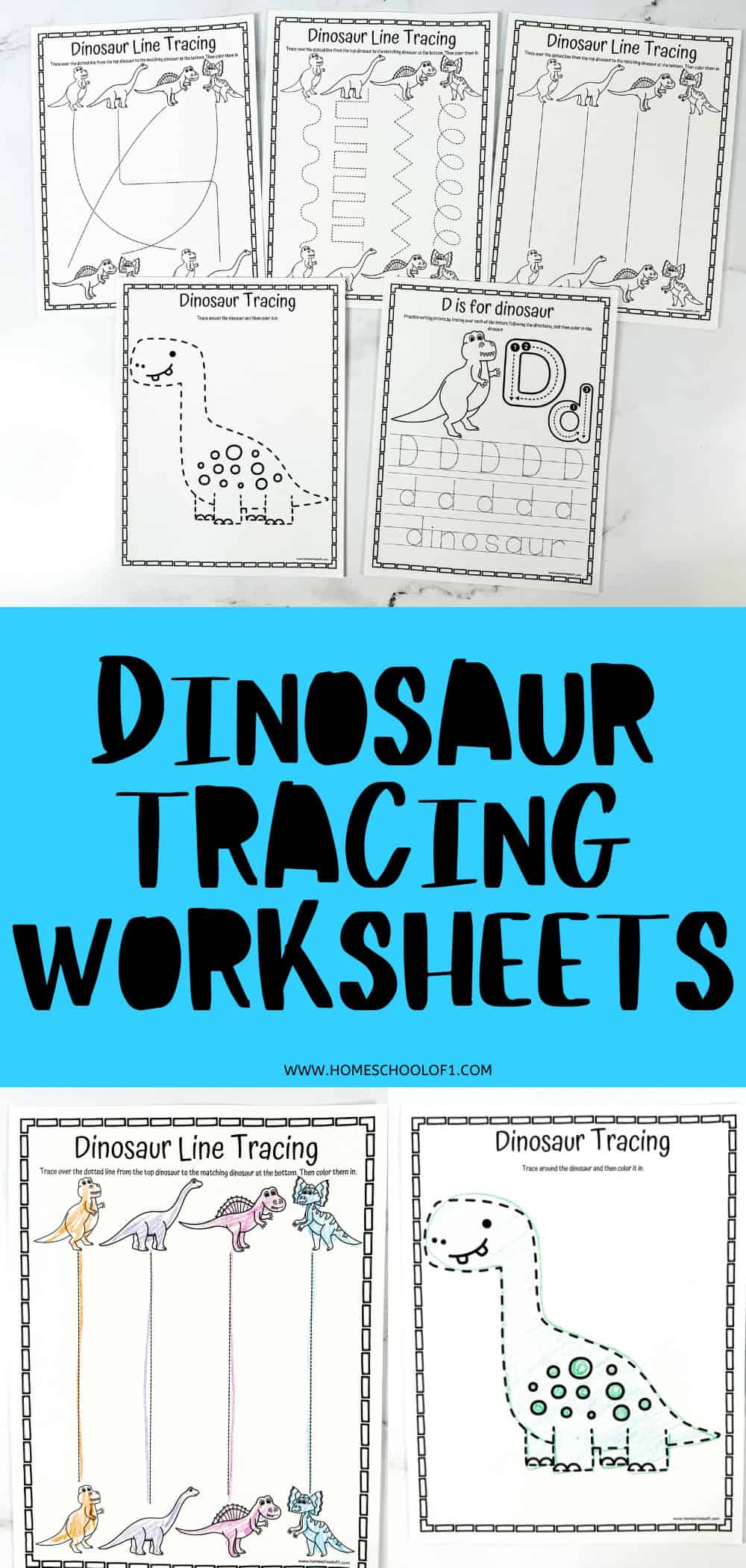 Dinosaur Tracing Worksheet (5 Free Printables)