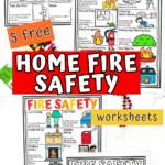 Free printable worksheet teaching kids about common fire hazards in the home through matching and coloring activities
