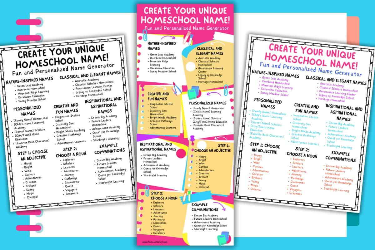 homeschool name generator printable