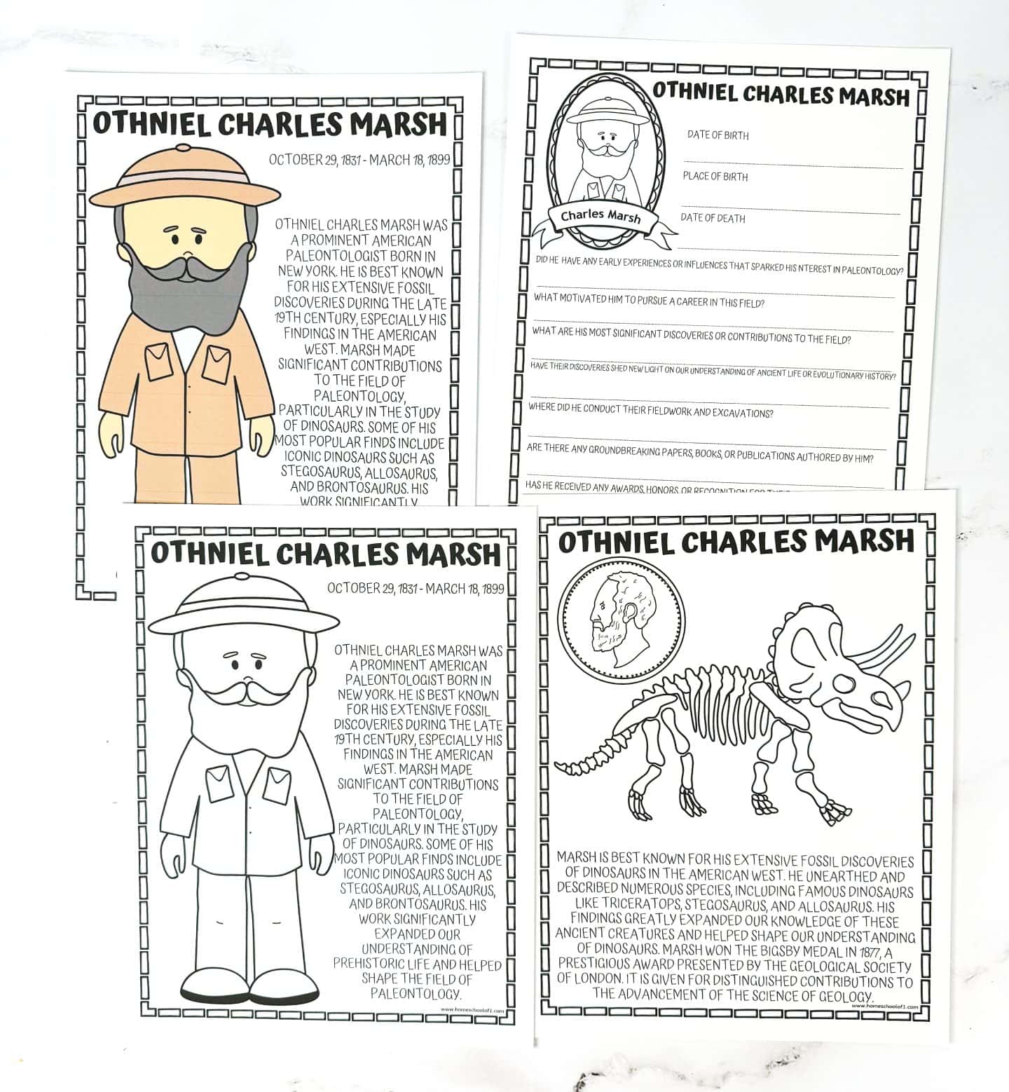 othniel charles marsh worksheets