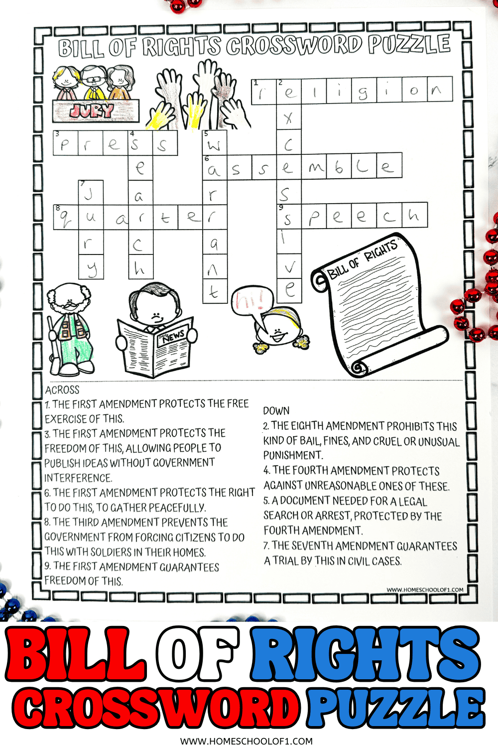 first 10 amendments crossword puzzle