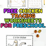 Chicken-themed preschool tracing worksheets with wavy, zigzag, and straight lines to build fine motor skills