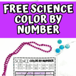 Set of free science color by number worksheets featuring chemistry flasks, magnets, and a cartoon scientist, perfect for STEM-themed coloring activities.
