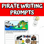 Pirate story writing prompts for children with colorful worksheets designed to spark imagination and storytelling.