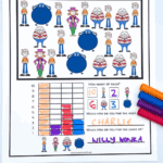 Printable Roald Dahl bar graph worksheet featuring Charlie and the Chocolate Factory characters for kids to count and graph