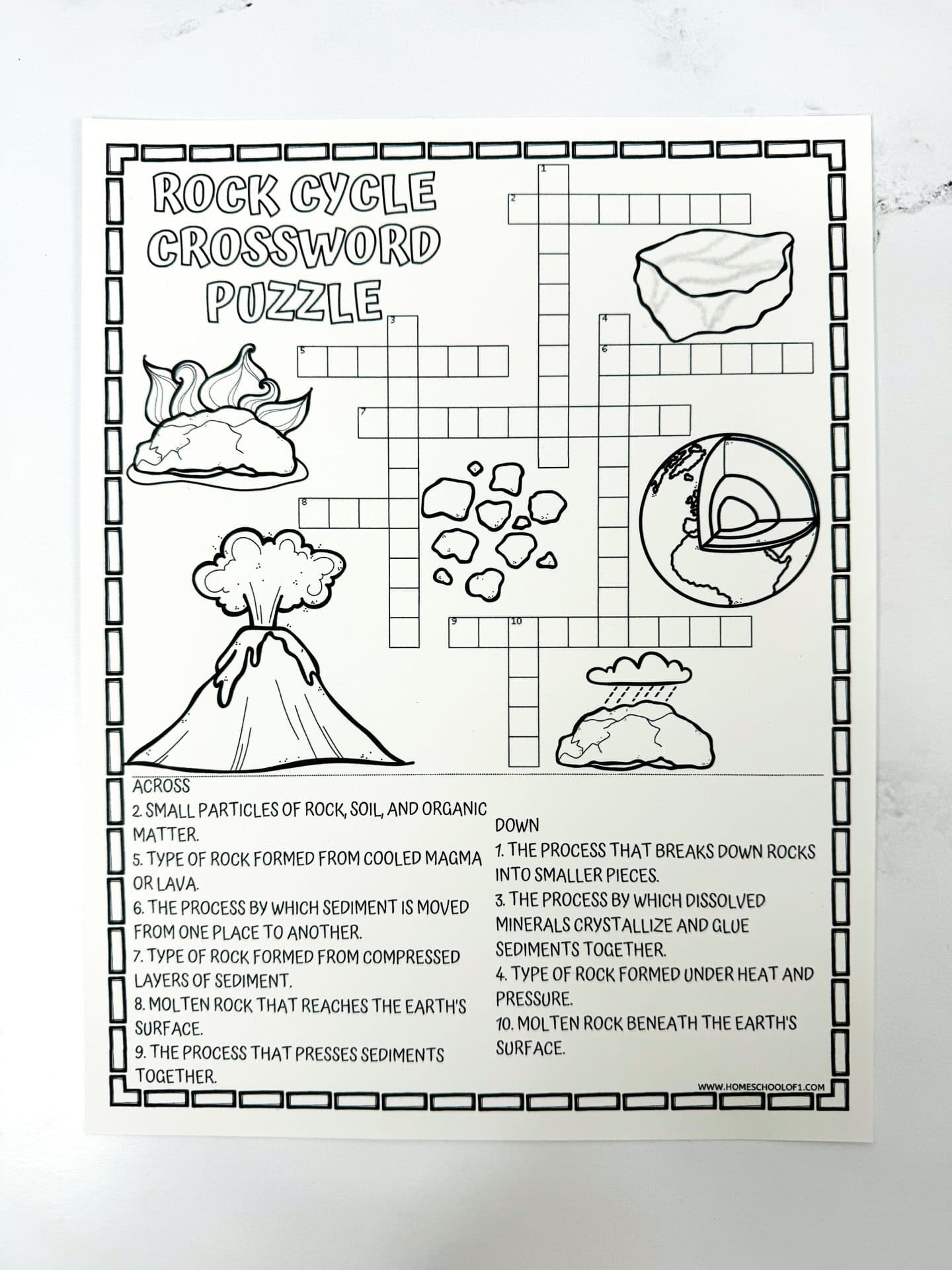 rock crossword puzzle printable