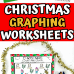 Vertical preview of Christmas graphing worksheets showing three versions of count and graph activities for kids.