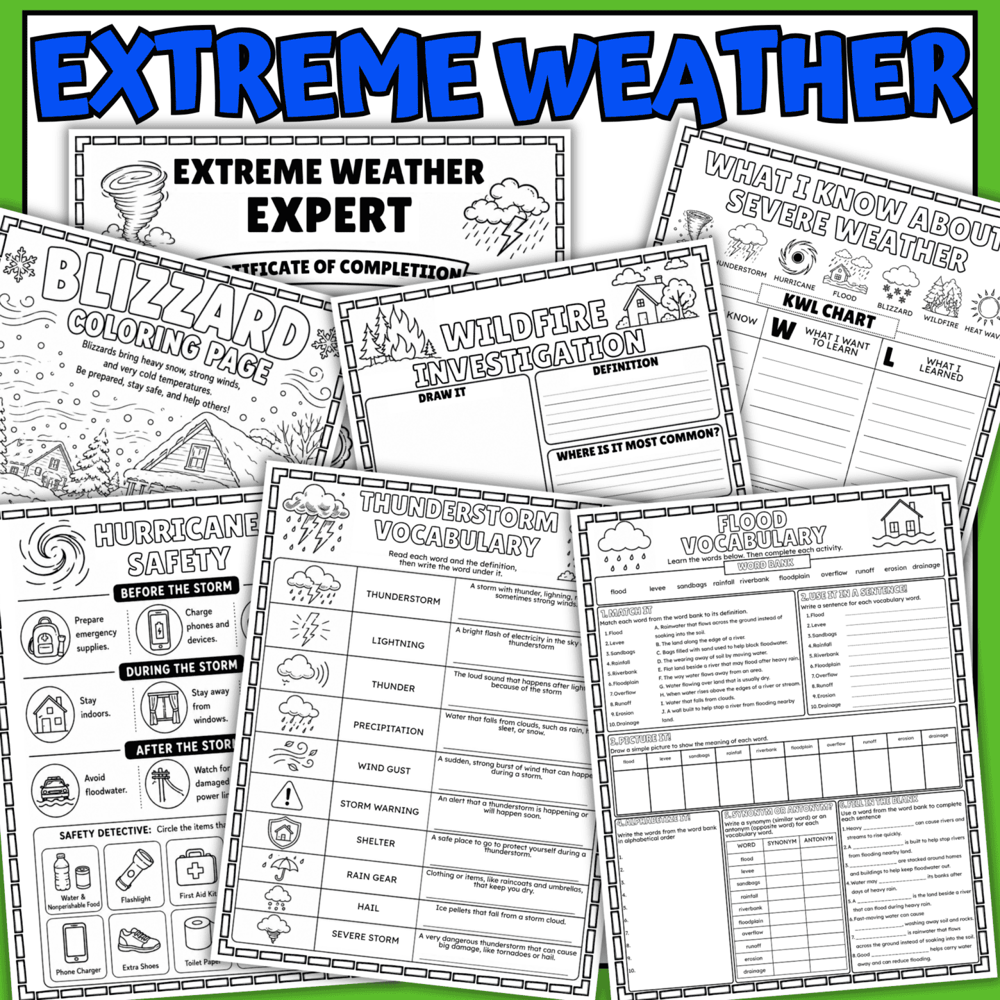 extreme weather worksheets