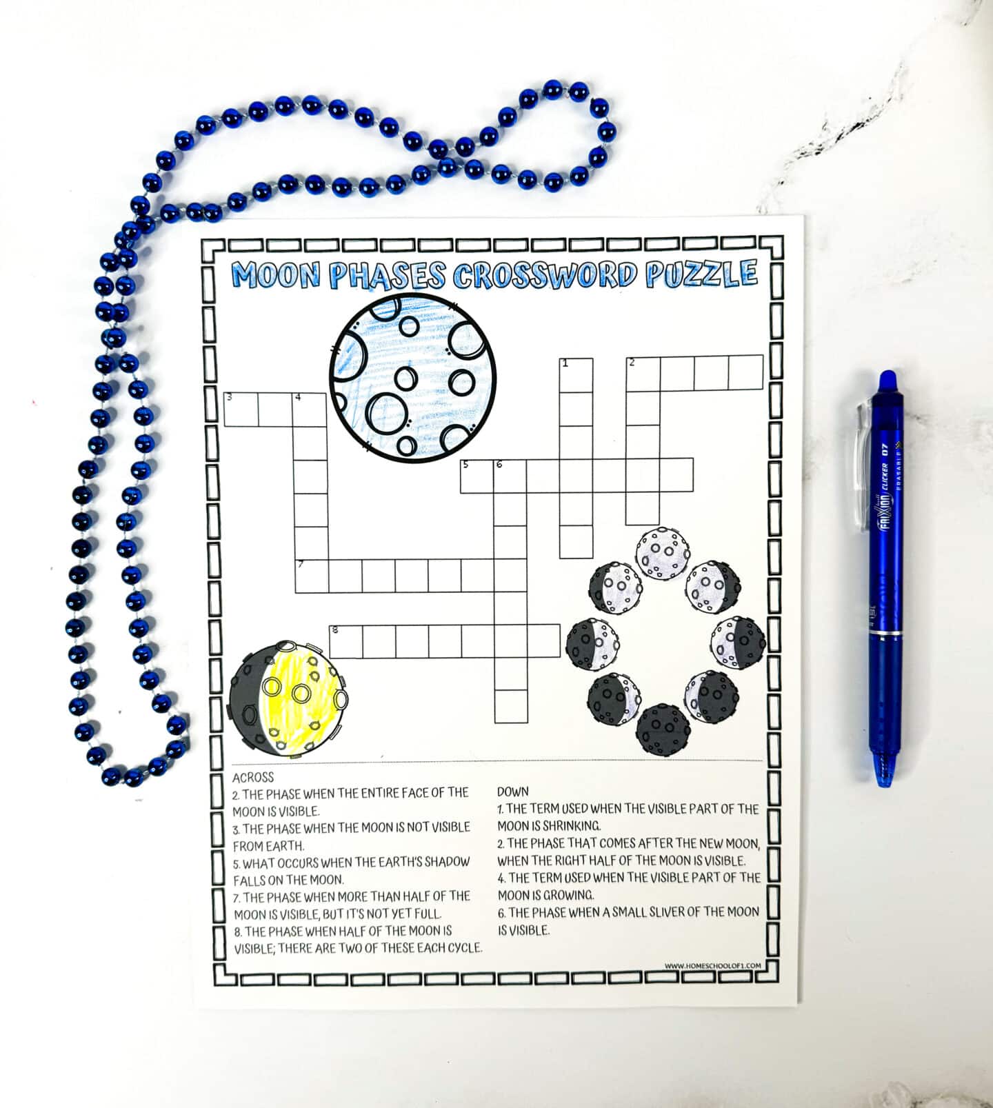 free moon crossword puzzle