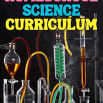 Homeschool science lab setup with colorful beakers and glassware representing hands-on homeschool science curriculum options.