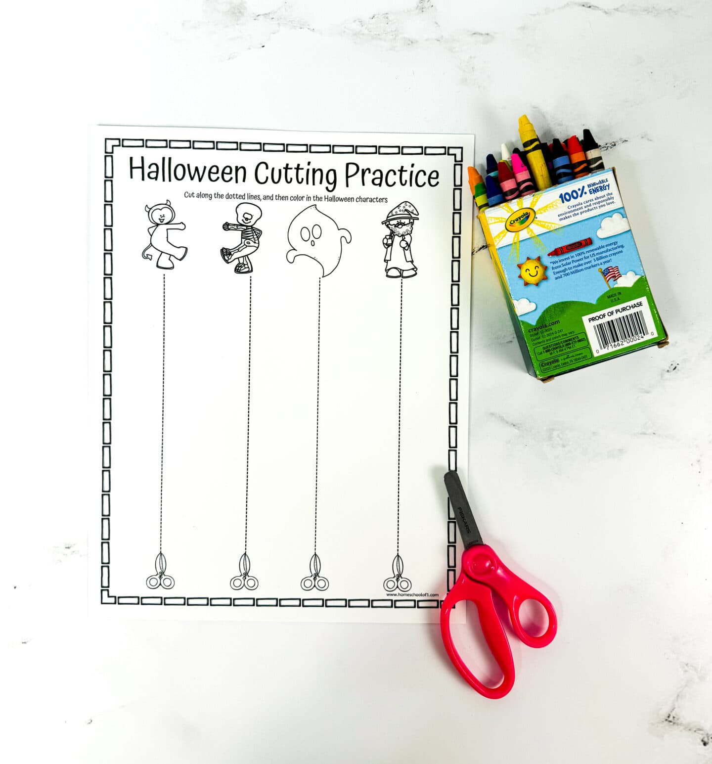 halloween line cutting worksheet