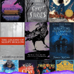 A collection of horror books for middle schoolers including Small Spaces, Roald Dahl’s Book of Ghost Stories, and The Girl Who Drank the Moon.