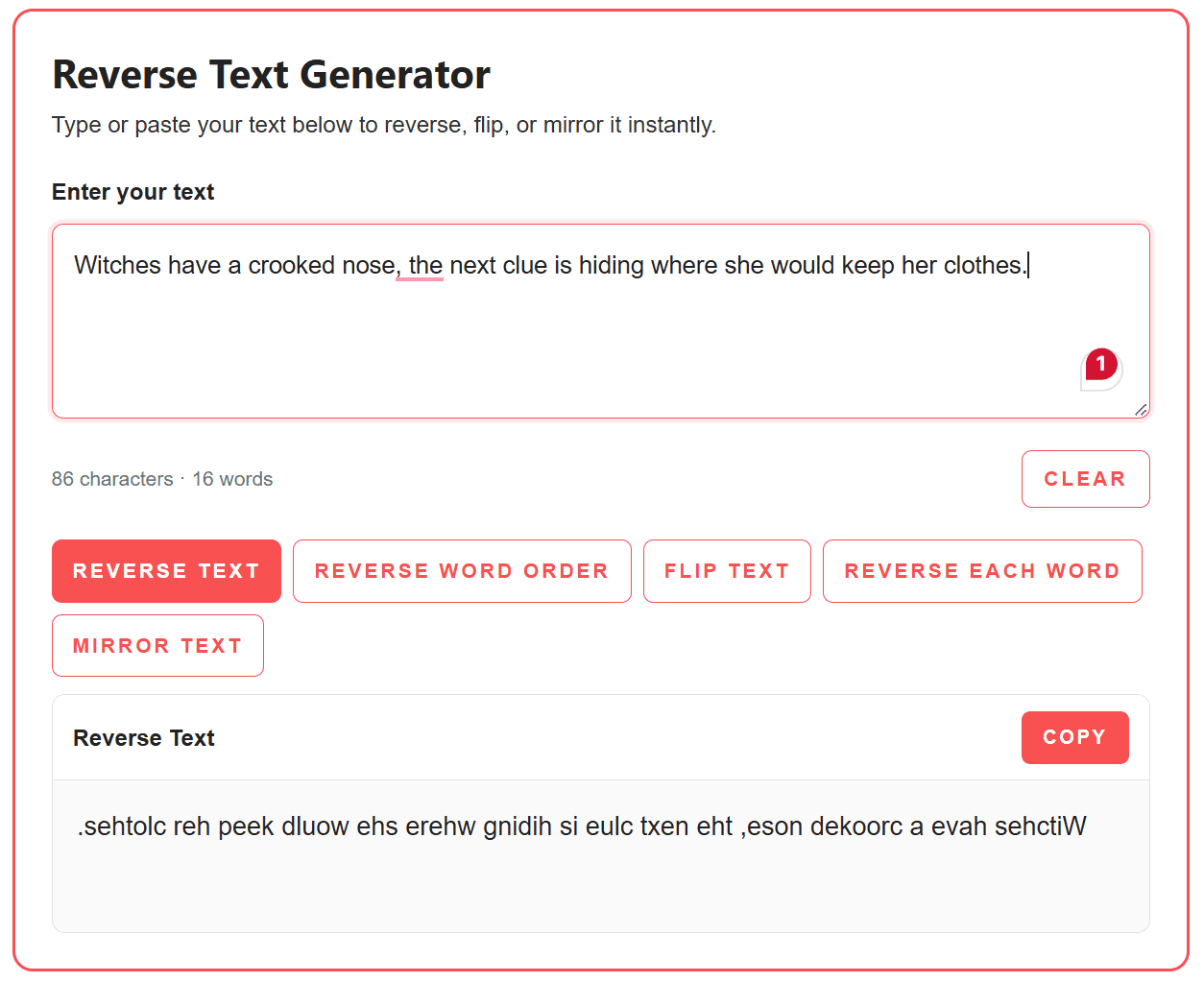 reverse text generator for creating hidden escape room clues