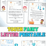 Printable tooth fairy letters and certificates featuring whimsical tooth fairy designs, personalized notes for first lost teeth, and matching keepsake certificates for kids.