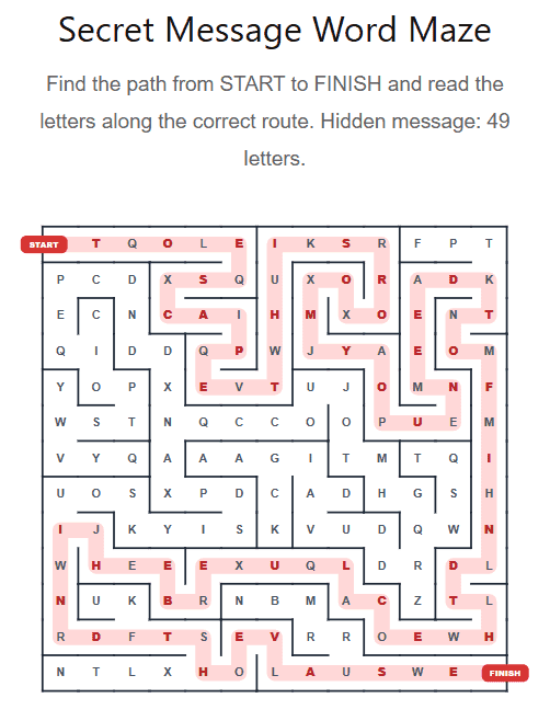 secret word maze generator