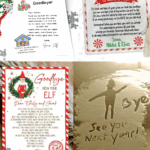 Four creative Elf on the Shelf leaving ideas, including printable goodbye letters and a mirror message that says “See you next year!”
