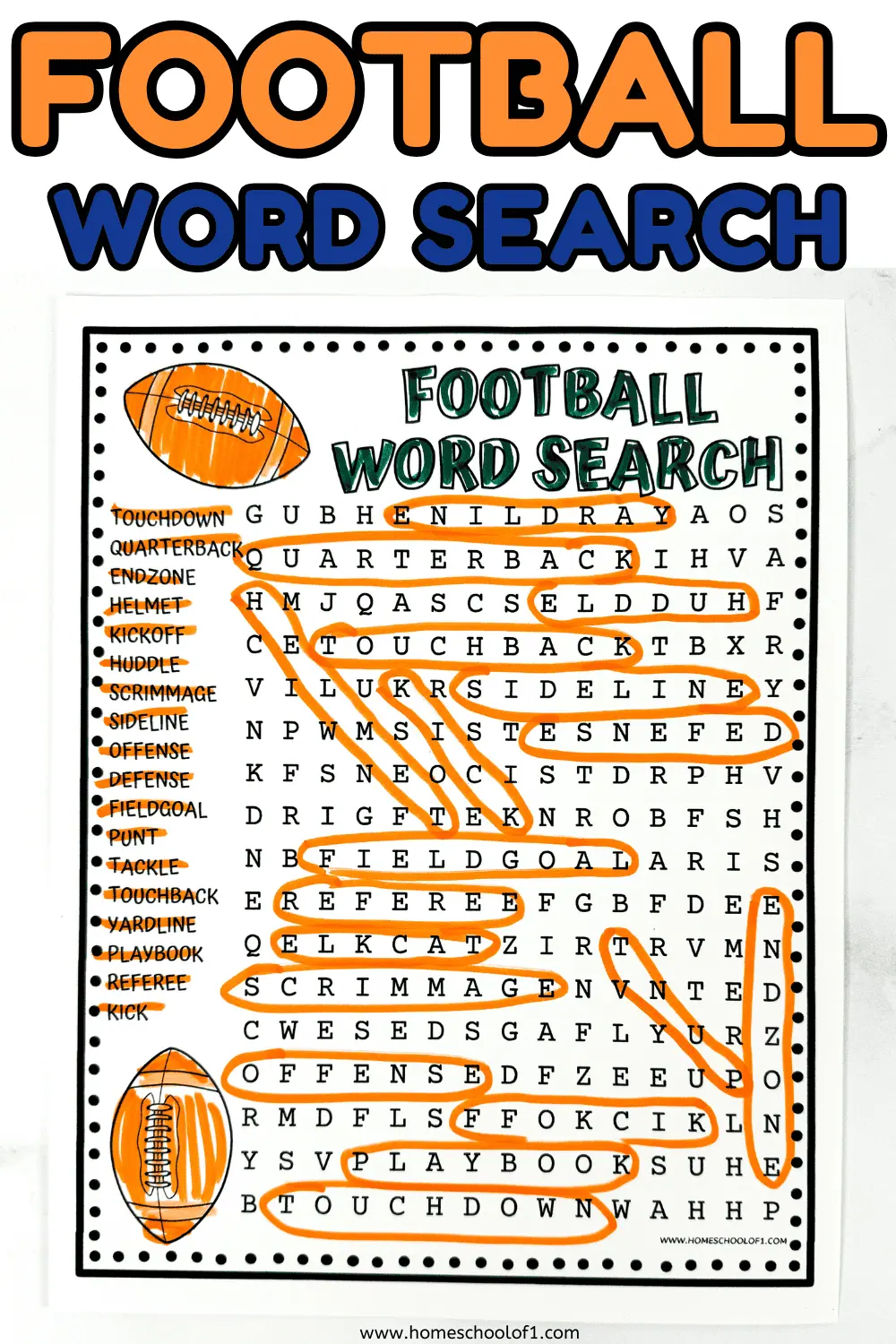 Free Football Word Search Printable