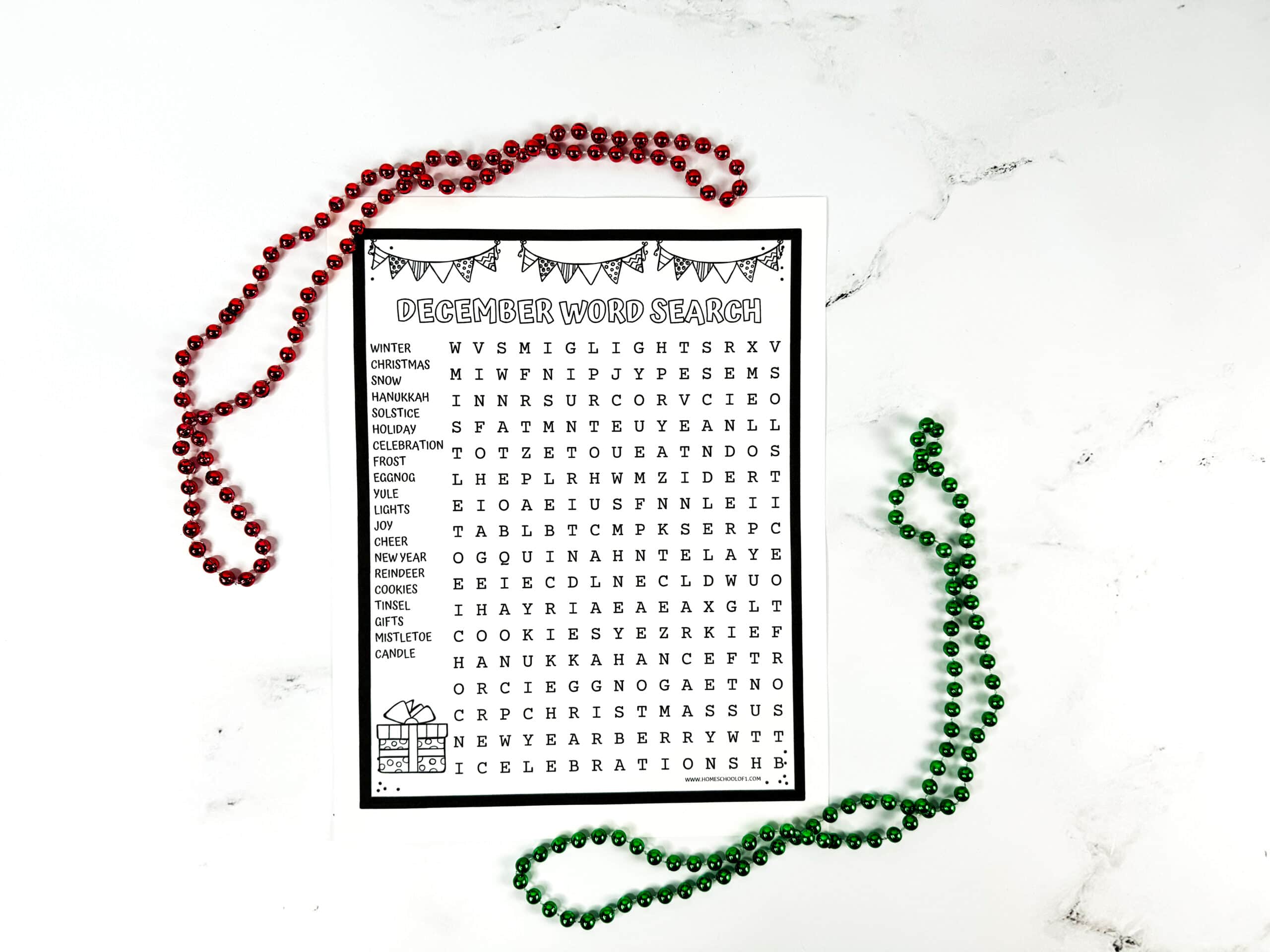 free december word search puzzle