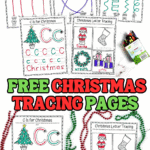 Free Christmas tracing worksheets with Santa, reindeer, letters, and festive images for preschool fine motor skills practice.