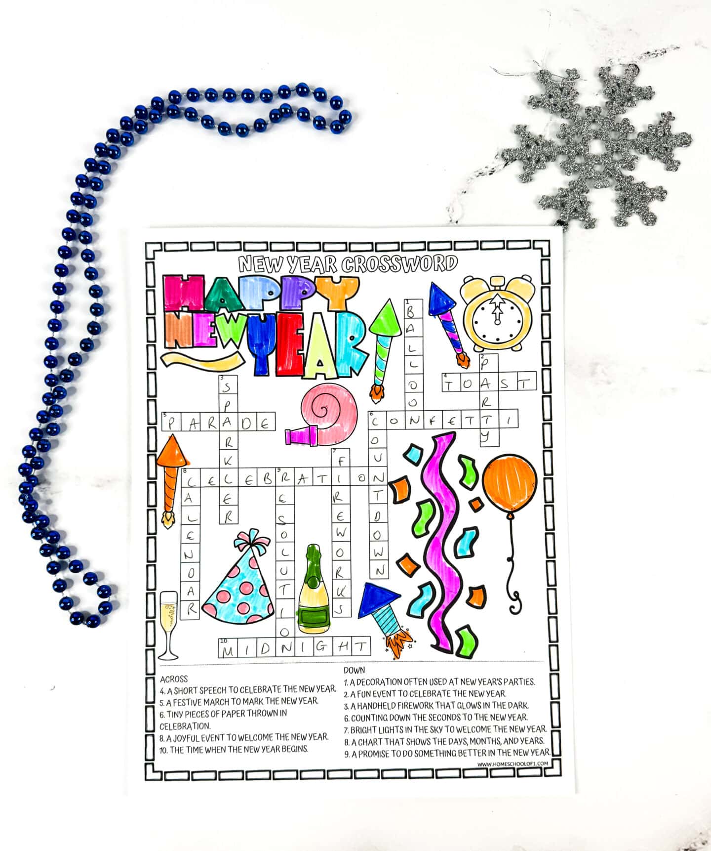 free new year's eve crossword puzzle printable