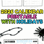 Colorful graphic showcasing printable 2026 calendar pages for fall, including September, October, November, and December.