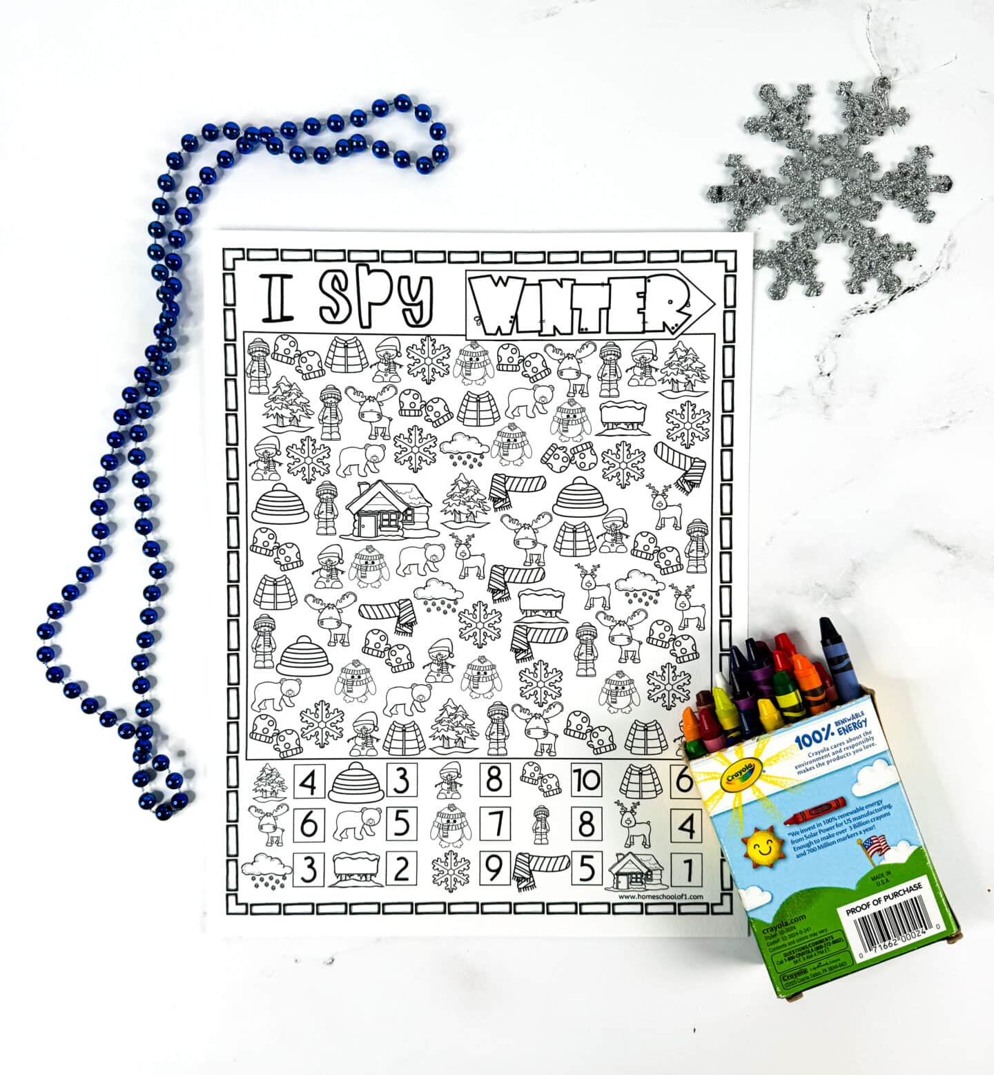 winter i spy coloring page