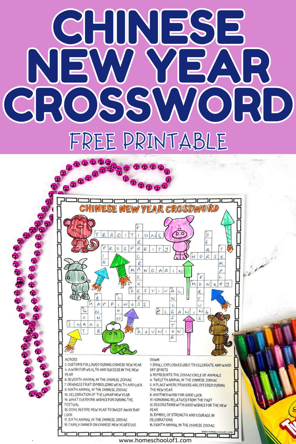 Free Chinese New Year Crossword Puzzle Printable