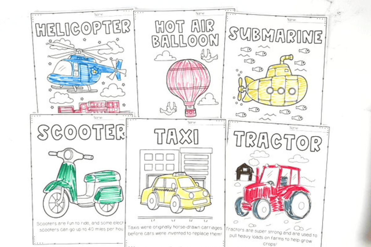 free transportation coloring pages