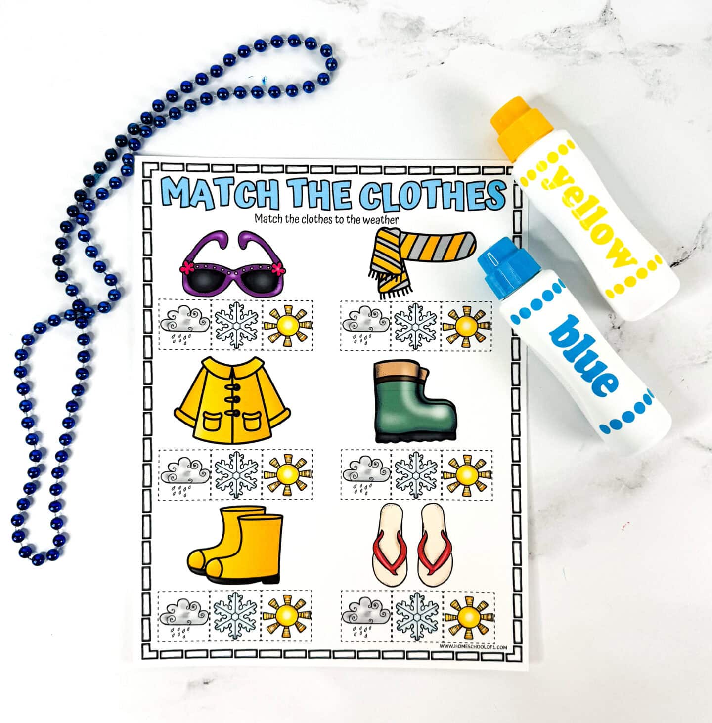 match the clothes to weather printable