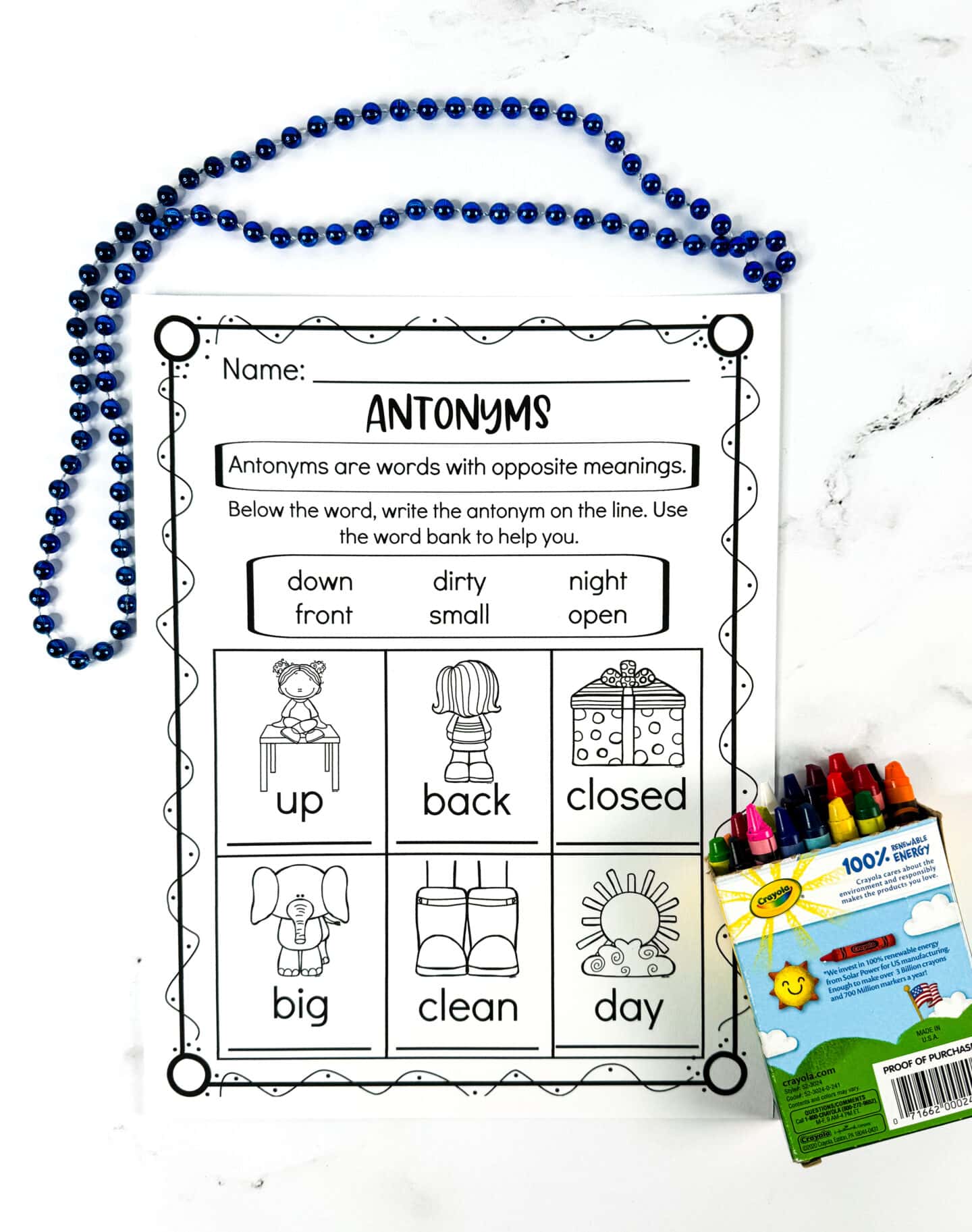 missing antonyms worksheet