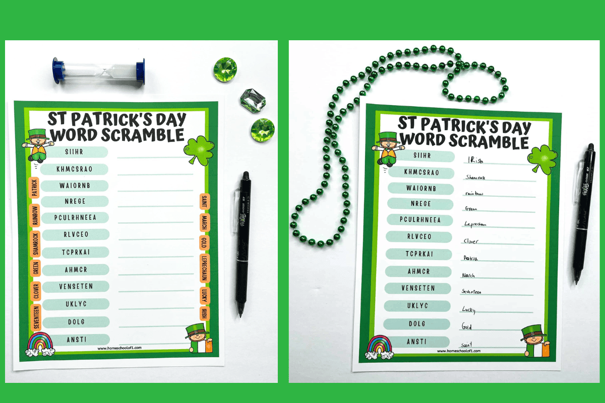 Free St Patrick’s Day Word Scramble Printable for Kids