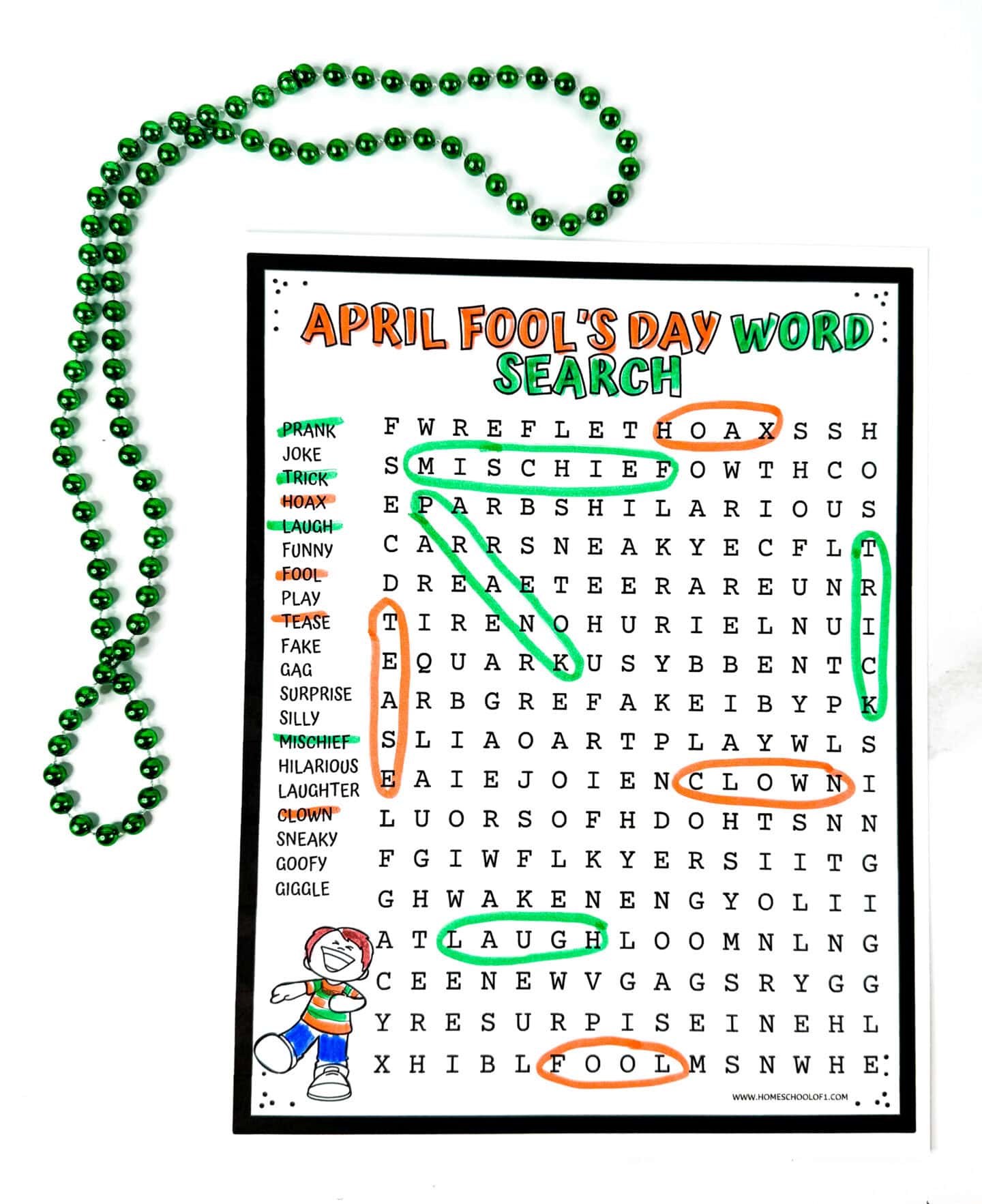 april fools day word search answers