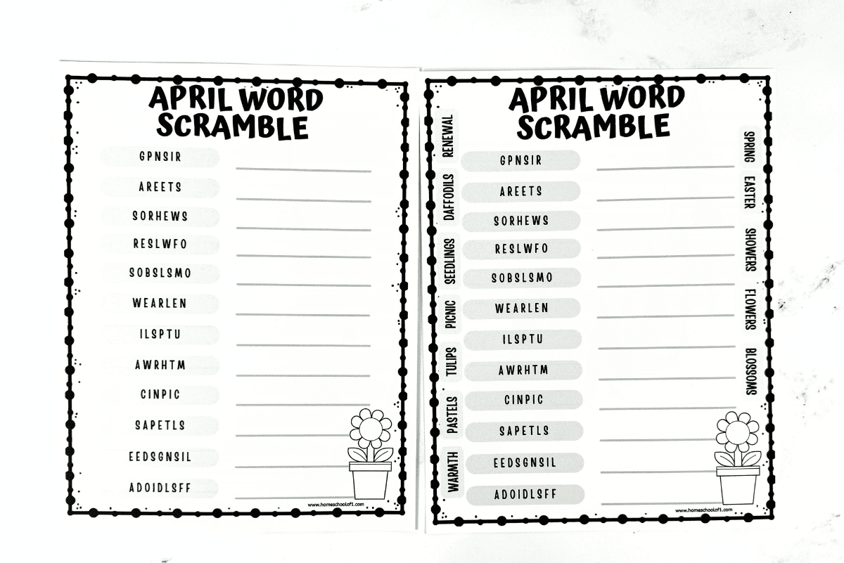 april word scramble