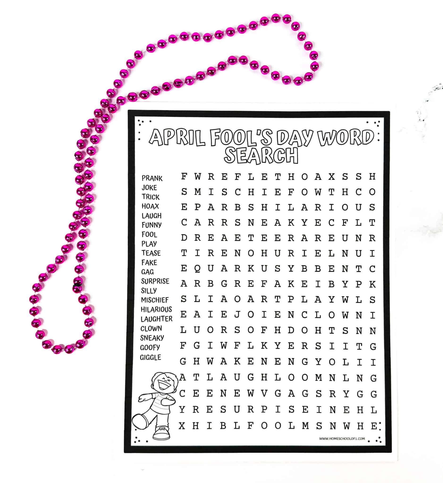 April Fools Day Word Search Printable for Kids