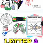 Hands-on letter A activities for preschool and kindergarten featuring apple and ant worksheets and alphabet crafts.
