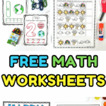 Printable math worksheets for kids featuring number tracing, weather patterns, multiplication chart, and Pi Day activities.