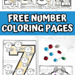 Free number coloring pages 1–10 with cute animal themes for preschool counting and number recognition.