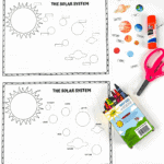 Free solar system activity worksheets pack with posters, flashcards, matching pages, and cut-and-paste activities for kids.