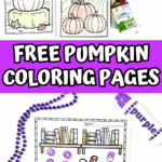 Free pumpkin coloring pages with bold outlines and dot backgrounds for early learners.