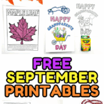 Free September worksheets for kids featuring Grandparents Day coloring pages, community helper coloring sheets, and a September word search.