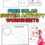 Printable solar system worksheets for kids including planet cutouts, flashcards, and matching games for elementary ages.
