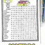 Printable Matilda word search puzzle featuring 20 themed vocabulary words from the Roald Dahl book.