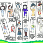 A colorful set of Hispanic Heritage Month bookmarks with illustrated figures and motivational reading quotes.