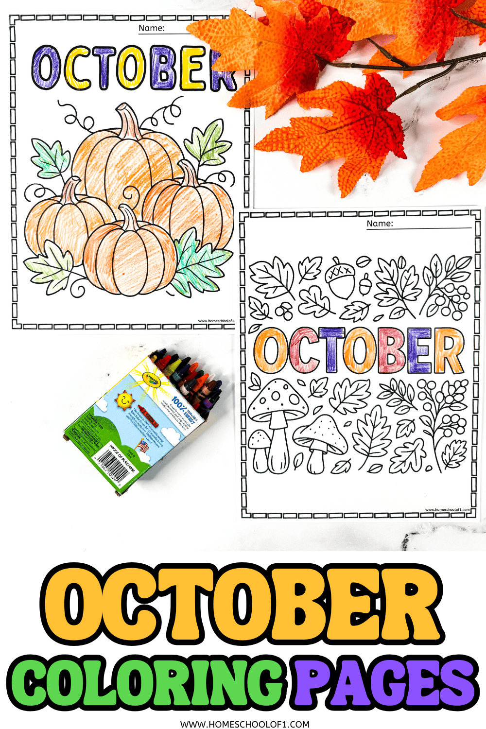 Free printable October coloring pages with pumpkins, leaves, mushrooms, and seasonal fall doodles.
